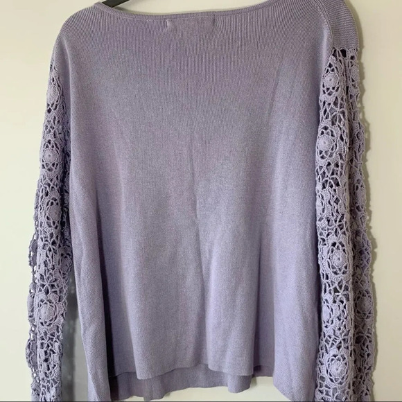 Modern Soul Lilac Cropped Sweater Crochet Detail QVC 1X New‎ - Picture 6 of 8